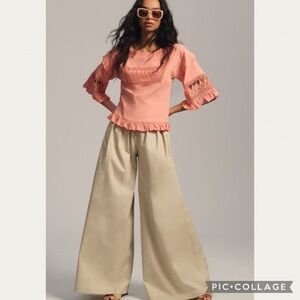 :Price Firm: Anthropologie Tiny Sonoma Ruffled Top in Peach